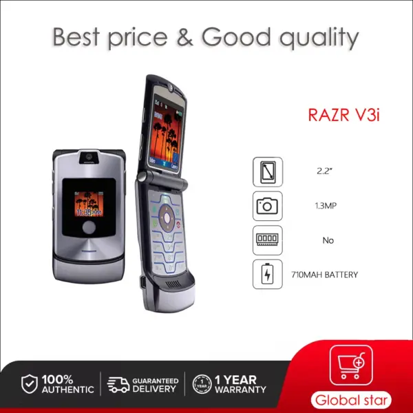 Original Motorola RAZR V3i Unlocked Refurbished Mobile Phone GSM 850 / 900 / 1800 / 1900 Good Quality With 1 Year Warranty