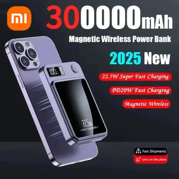 XIAOMI Mijia Magnetic Wireless 100000mAh Power Bank Fast Charger For Magsafe Portable Auxiliary Battery Pack For Iphone Samsung