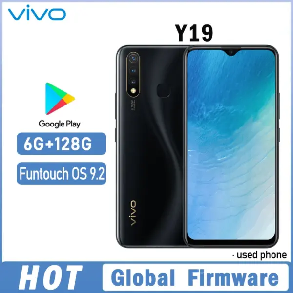 VIVO Y19 Smartphone 4G Global firmware LTE 6GB 128GB Android 9 13.0MP Fingerprint 5000mAh Android 9.0 Used Phone