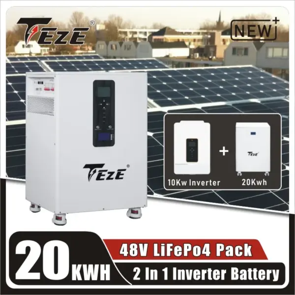 TEZE 30KWH 20KWh 15KWh 48V Powerwall LifePo4 Battery 51V All In One Built-in MPPT&Inverter 10KW Power/200A Current