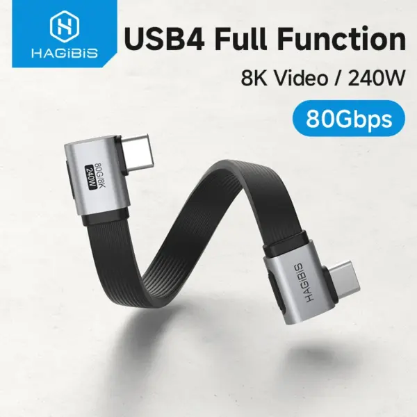 Hagibis USB C to USB C Cable Short 90 Degree Right Angle Type-C Fast Charging Cord L Shape for iPhone 17 Laptop Switch Samsung