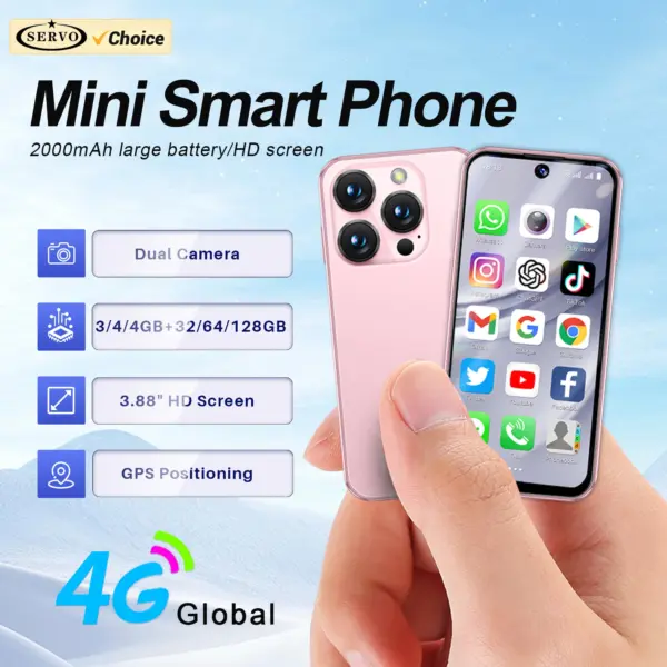 SERVO 19PRO Small Android Smartphone 3.88" Display 4G Network 4GB RAM 128GB ROM WiFi Dual SIM Super Mini Smart Phone Face Unlock
