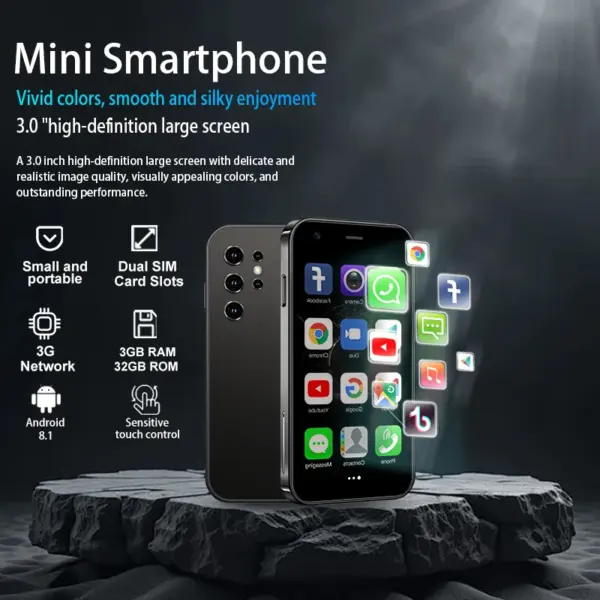 Mini 24: Mini smartphone 3.0 inches, powerful interior, multiple colors to choose from, perfect gift for friends
