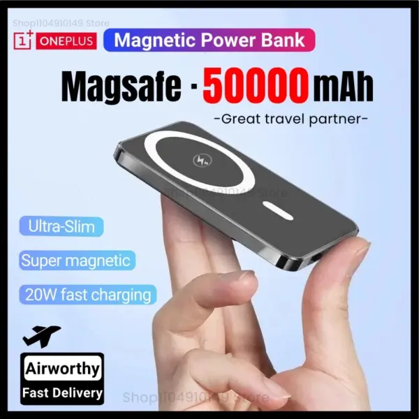 Oneplus Magnetic Power Bank For Magsafe 50000mAh External Battery Fast Charge Portable Wireless Charger for phone Spare Battery