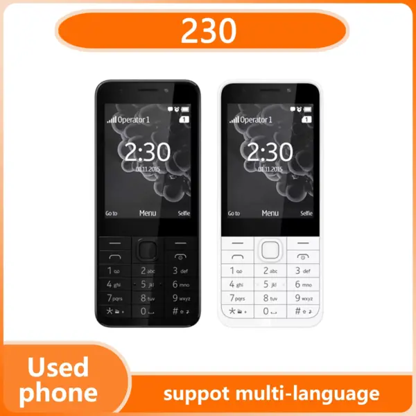 Finland made Nokia 230 Dual Sim Global Version Phone, Multi Language, Front Camera Dumbphone unlocked Used Phone