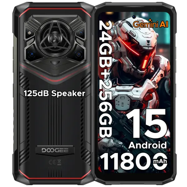 DOOGEE Blade20 Pro Rugged Phone 6.6'' Screen Gemini AI 125dB Speaker 11800mAh Battery 24GB(6+18) 256GB Android 15 NFC Smartphone