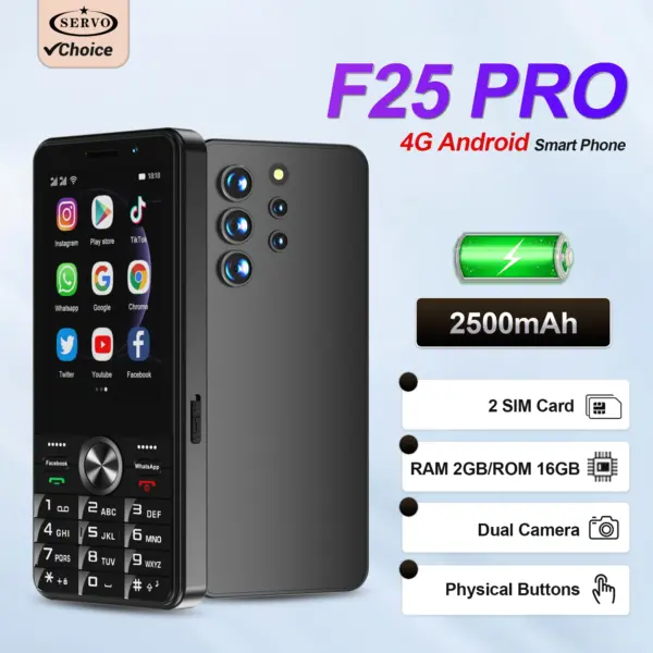 SERVO F25 PRO 4G LTE Smartphone 3.5" Touch Screen Camera 2+16GB Google Play 2500mAh Android 8.1 Button Smart Cellphone Dual SIM