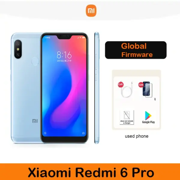 Global firmware Xiaomi Redmi 6 Pro Qualcomm Snapdragon 625 smartphone 12mp used phone