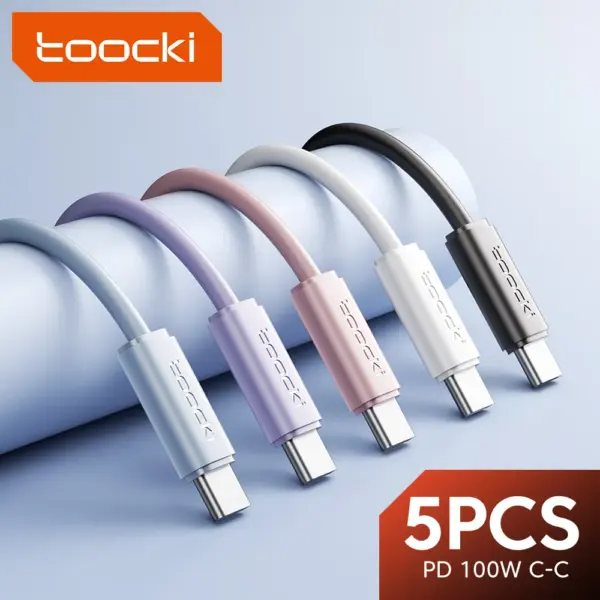 Toocki 5Pack USB C to USB C Cable PD 100W/60W Fast Charging for iPhone 16 15 14 13 12 Samsung S23 S22 Ultra Xiaomi Huawei Redmi