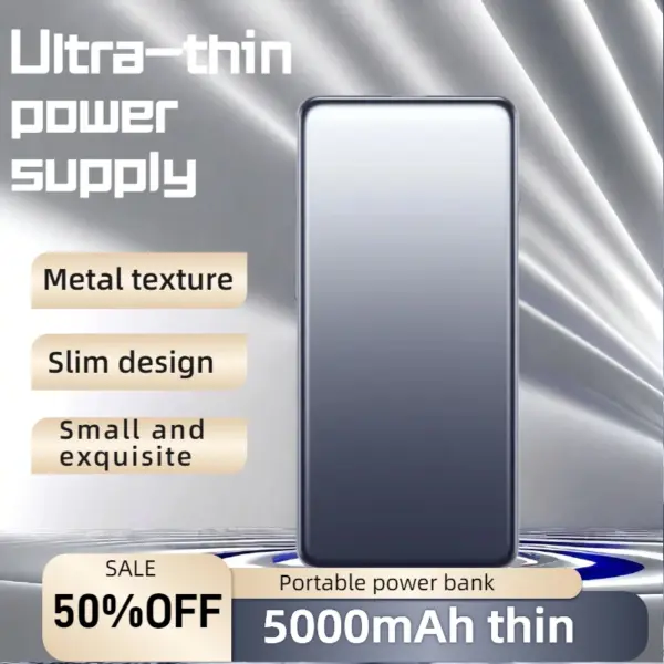 Slim 5000mAh Power Bank for Xiaomi PB0520MI. 20W MAX Fast Charging Compatible with IPhone Devices. Slim Powerbank