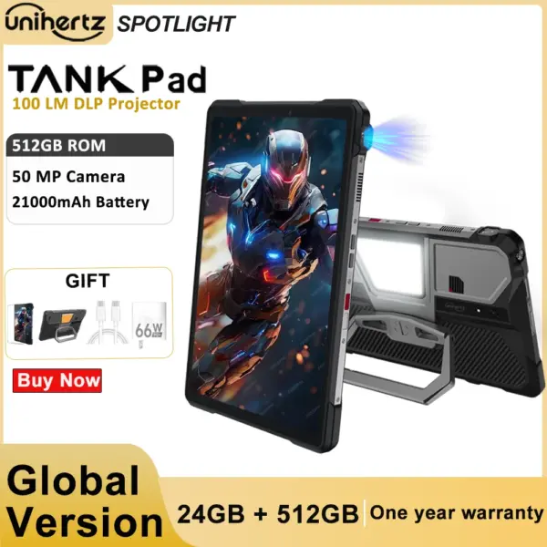 Unihertz Tank PAD Phone with Projector 8849 Rugged Tablet Dimensity 8200 Android 32GB 512GB 21000mAh 10.95" FHD 5G 66W Tablet