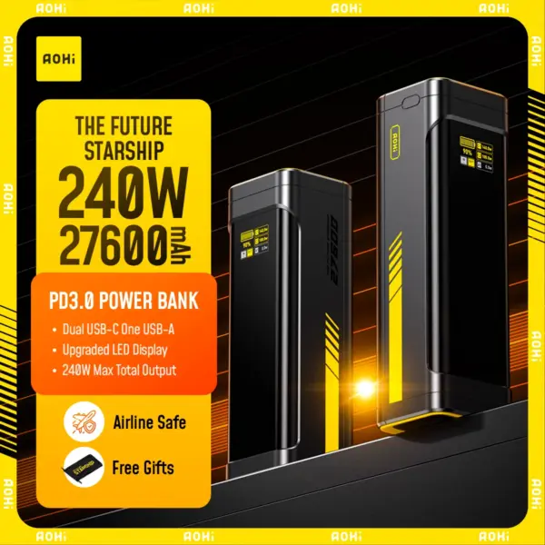 AOHI The Future Starship 240W 27,600mAh LED Display Power Bank with 3FT C-C Cable