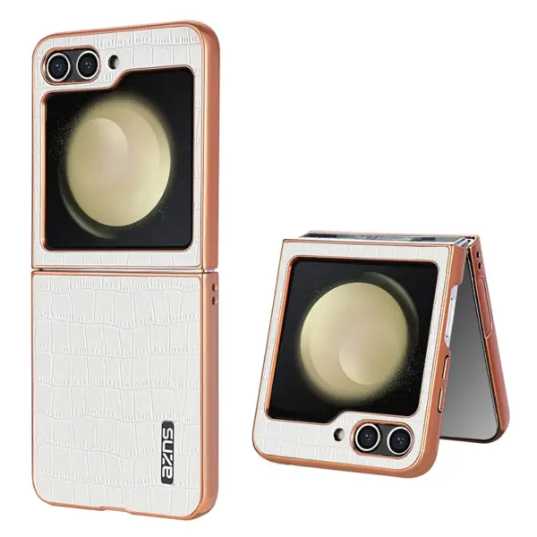 Case For Samsung Galaxy Z Flip 7 FE Z Flip 7 6 5 4 3 Phone Case Crocodile Skin Series Flip Cover For Samsung W25 W24 Phone Cover