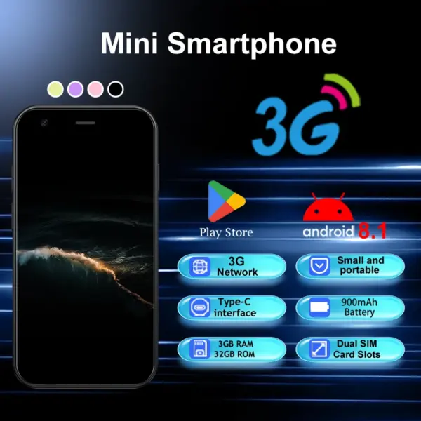 Mini 24 3-inch Mini Android Smartphone 3G Dual SIM Phone 3GB+32GB Supports Children's Pocket Portable Phone Gift
