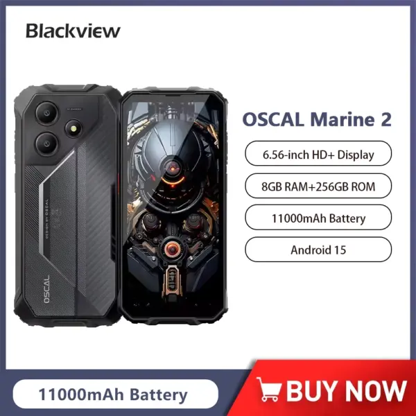 Blackview OSCAL Marine 2 Rugged Smartphone Android 15 11000mAh Battery AI Phone 6.56Inch HD+ Unisoc T615 8GB+256GB Cellphone NFC