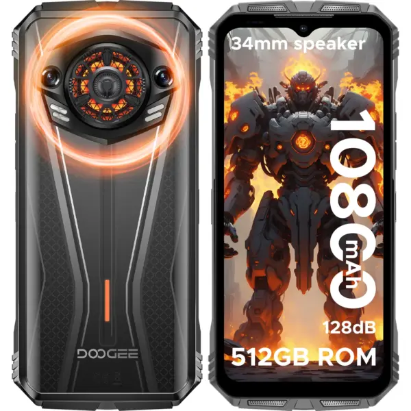 DOOGEE S Punk Pro Rugged Phone LED Light Effect 8GB RAM 512GB ROM 6.6'' Screen 10800mAh Battery AI Double Camera Smartphone NFC