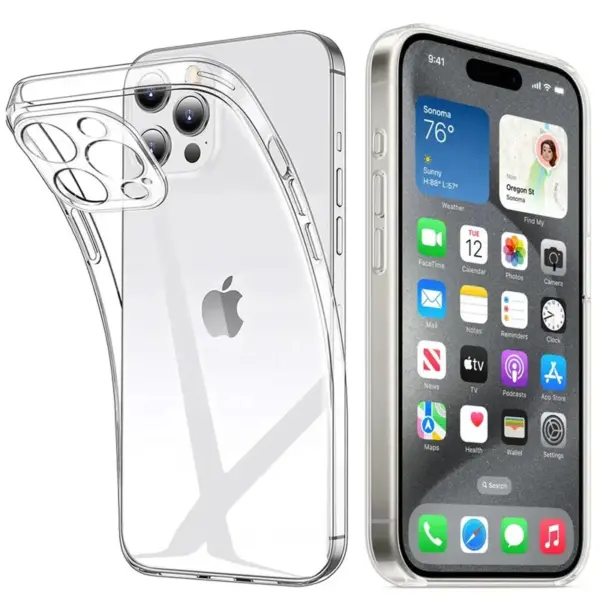 Clear Silicone Case For iPhone 16 15 14 13 12 Mini 11 Pro XS Max XR X 7 8 6 S Plus SE 2020 2022 16e Transparent Soft Cover