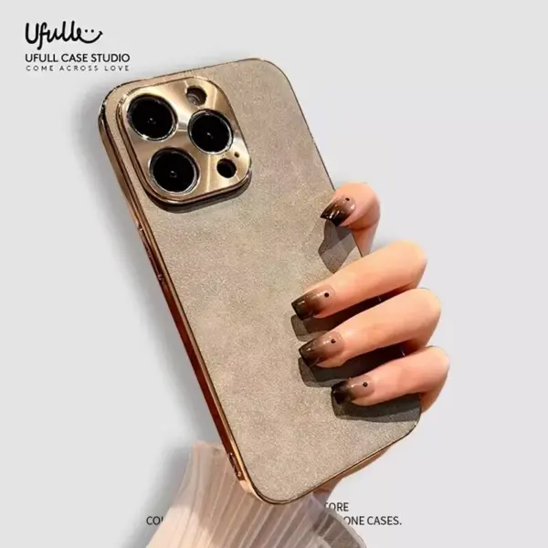 Sheepskin Phone Case For iPhone 11 13 12 14 15 16 17 Pro Max Air Plating Bumper Turn Fur Lambskin Leather Metal Lens Phone Cover