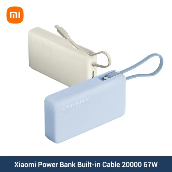 Xiaomi Power Bank 20000 67W Max Output Built-in Cable Screen-display Portable Charger For iPhone 16 Pro Xiaomi 15 MacBook Laptop