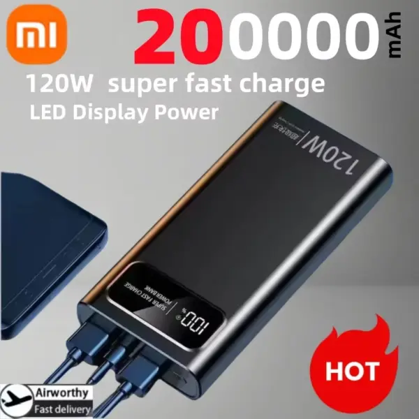 XIAOMI Mijia 120W 200000mAh Power Bank Large Capacity Super Fast Charging External Battery LED Digital Display For phone Android