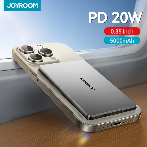 JOYROOM 5000mAh 20W Power Bank Ultra-thin Magnetic Wireless Fast Charging Power Bank Portable with USB-C Cable For Magsafe