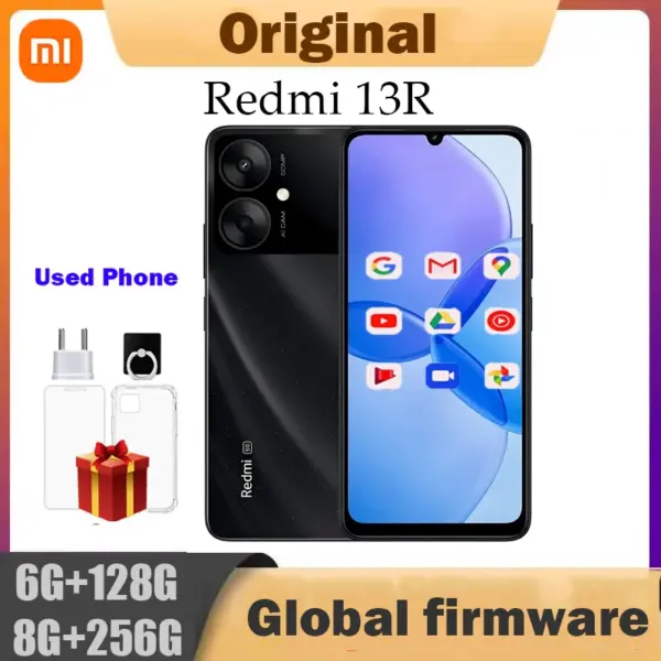 Original Redmi 13R 5G Smartphone 5000mAh Dimensity 6100+ 6.74" ultra-large Display 50MP+5MP AI Camera 18W Battery Used phone