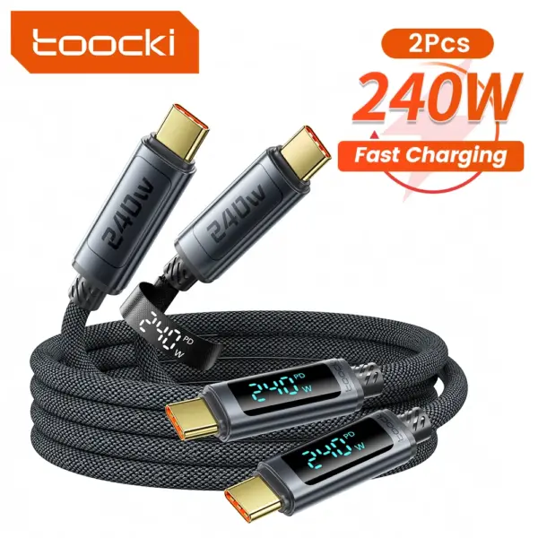 Toocki 240W USB C Cable PD 3.1 Super Charge Type C To Type C Display Cable For iPhone 15 16 Pro Max Xiaomi Samsung S23 Macbook