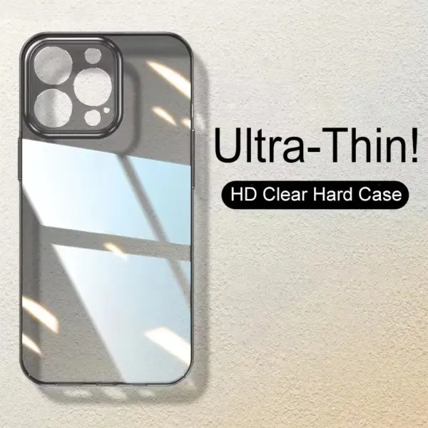 Ultra Thin PC Hard Crystal Clear Case For iPhone 16 15 14 Plus 13 12 11 Pro Max XS XR Glossy Transparent Camera Protection Cover
