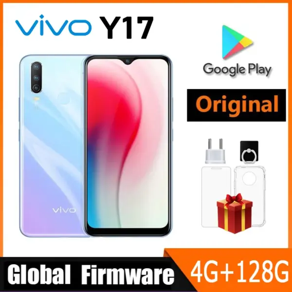 Vivo Y17 4G SmartPhone Global firmware Android MediaTek MT6765 6.35-inch screen Face + fingerprnit ID 4GB 128GB Used Phone