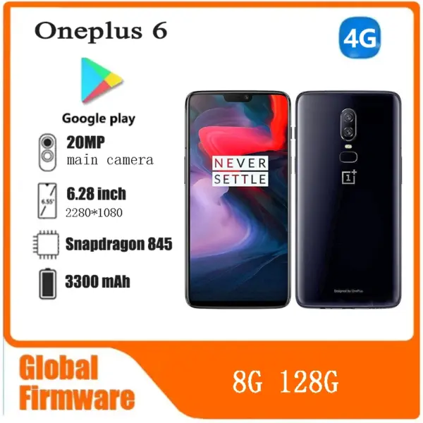 Oppo Oneplus 6 4G 8G 128G SmartPhone CPU Qualcomm Snapdragon 845 Battery capacity 3300mAh 20MP Camera full screen used phone