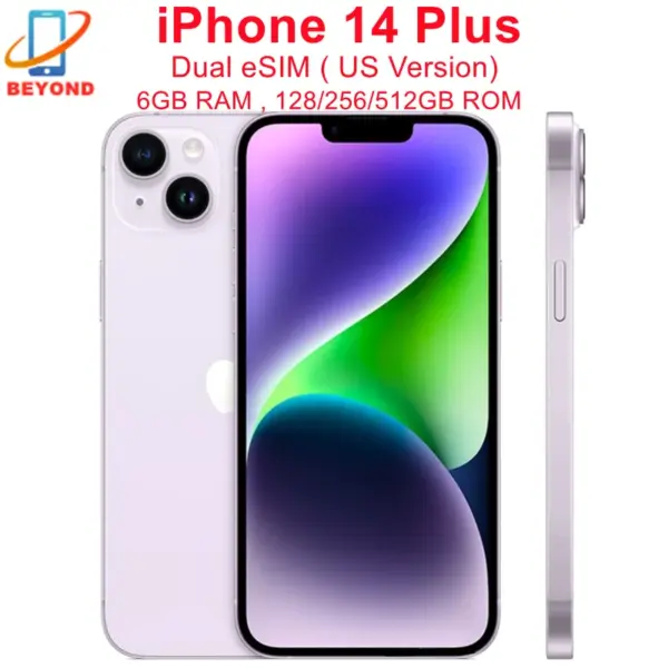 Apple iPhone 14 Plus Dual eSIM 128/256/512GB ROM 6GB RAM 6.7" Genuine Super Retina OLED Face ID NFC 5G 98% New Original Phone