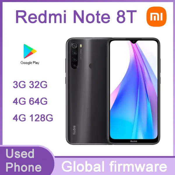 Global firmware Xiaomi Redmi Note 8T 4G 6.3-inch Qualcomm Snapdragon 665 18W rear fingerprint smartphone used phone