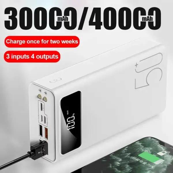 Power Bank 30000mAh/40000mAh External Battery USB QC Fast Charging Powerbanks LED Display Portable Phone Charger For Xiaomi