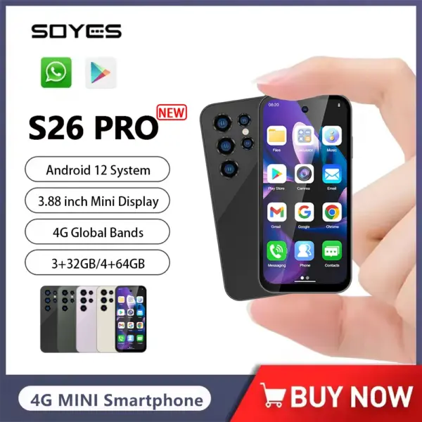SOYES S26 Pro Mini Smartphone Android 12 Global 4G Band 3.88 inch IPS 3GB+32GB/4GB+64GB Mobile Phone 1950mAh Small Cell Phone