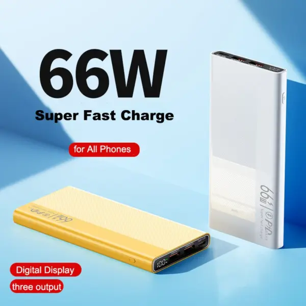 Power Bank 20000mAh with 66W PD Super Fast Charging Powerbank External Battery Pack for iPhone Huawei Xiaomi Samsung Poverbank