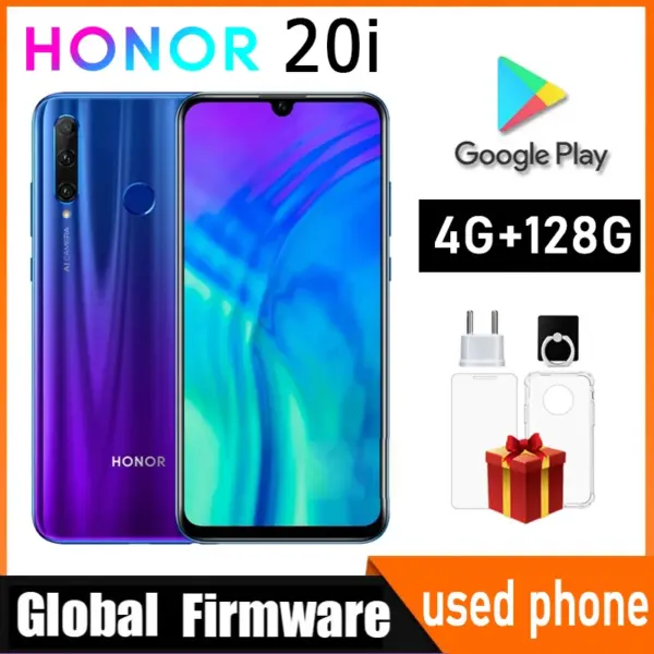 HONOR 20i smartphone global firmware Android 9.0 Haisi Qilin 710 Fingerprint Recogniti 6.21 inch front camera 32MP used phone