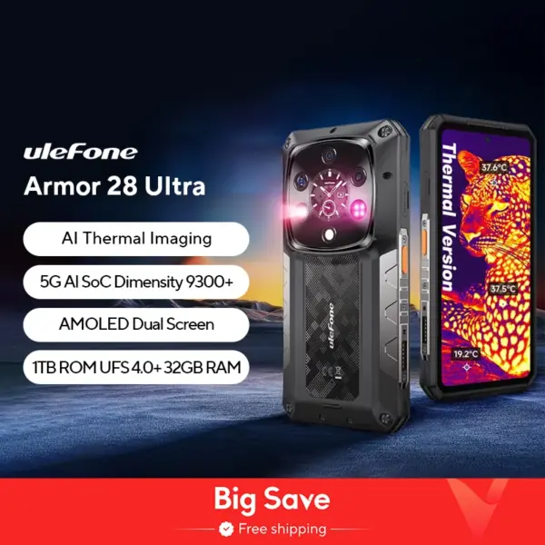 【World Premiere】Ulefone Armor 28 Ultra 5G AI Thermal Imaging Rugged Phone 1TB ROM 32GB RAM Android Smartphone AMOLED 6.67"Mobile