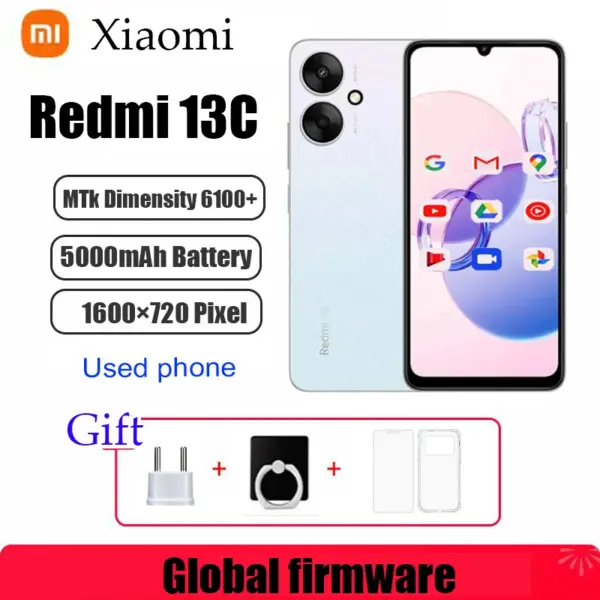 xiaomi Redmi 13C 5G smartphone Dimensity 6100+ 6.74" ultra-large Display 50MP+5MP AI Camera 18W 5000mAh Battery used phone