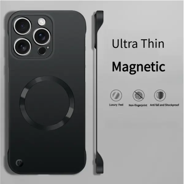 Ultra Thin Metallic Paint Magnetic For Magsafe Case For iPhone 17 Air 16 15 14 13 12 Pro Max Plus Frameless Cooling Hard Cover