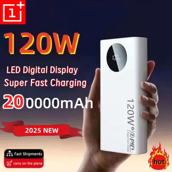ONEPLUS 120W 200000mAh High Capacity Power Bank Super Fast Charging Powerbank Portable Battery Charger For iPhone Samsung Huawei