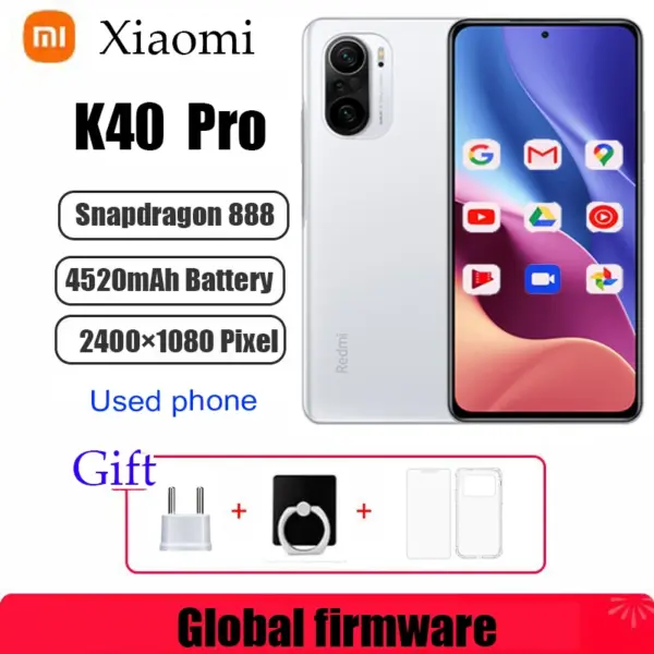 Global firmware Xiaomi Redmi K40 Pro Smartphone Hyper OS 1.0 cecular Snapdragon 888 6.67inch 120Hz E4 64MP 33W Fast used phone