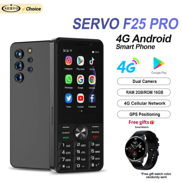 Free Gift! SERVO F25 PRO Android Smartphone 4G LTE 2GB RAM 16GB ROM Play Store WiFi Hotspot Button Smart Phones Dual SIM Standby