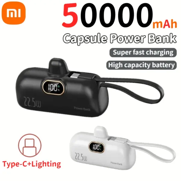 Xiaomi 50000mAh Mini Capsule Power Bank 22.5W High Capacity Super Fast Charging External Battery for iPhone Huawei Samsung