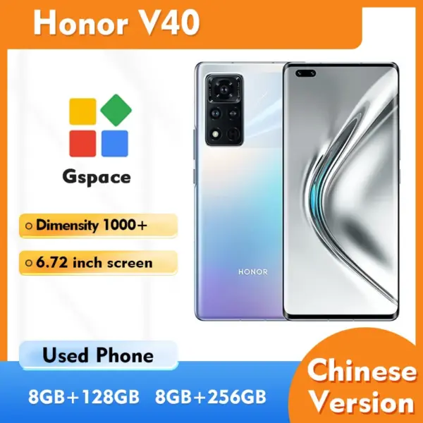 Honor V40 5G 6.72inch 2676x1236px CPU Dimensity 1000+ 50MP Camera battery capacity 4000mAh used phone