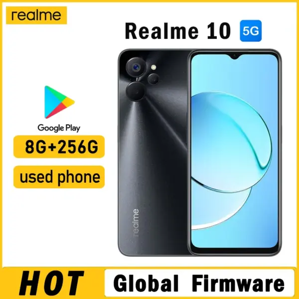 OPPO Realme 10 5G smartphone Global firmware MTk Dimensity 700 6.6" 2408x1080 8GB 256GB Fingerprint Four Cameras Used Phone