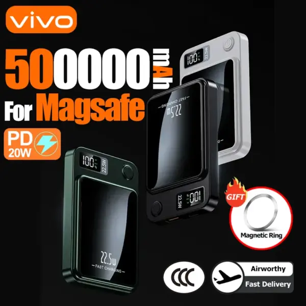 VIVO Magnetic Wireless 200000mAh Power Bank Fast Charger For Magsafe Portable Emergency Auxiliary Battery Pack For IPhone