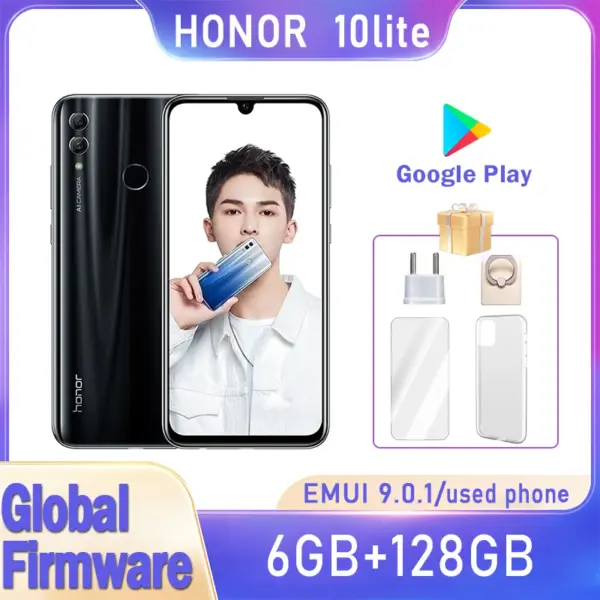 HONOR 10 Lite smartphone Global firmware 6.21-inch battery 3400mAh CPU HiSilicon Qilin 710 EMUI 9.0.1 used phone