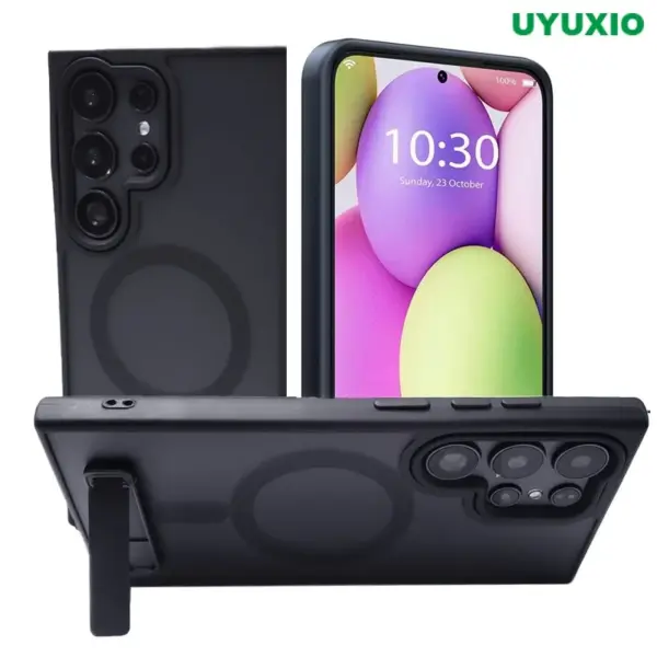 UYUXIO Magnetic Stand Mobile Phone Case for Samsung Galaxy S25 Ultra S24 S23 FE S22 Plus Cover with Kickstand Cases with Holder