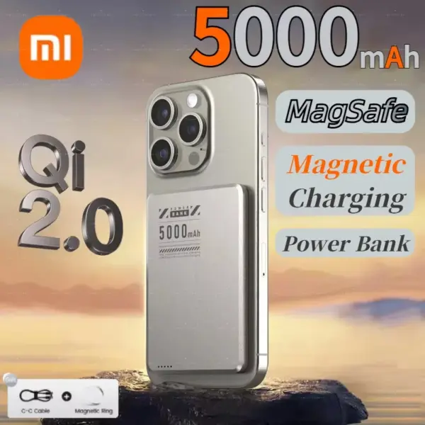Xiaomi Ultra Slim 5000mAh Wireless Power Bank Qi2 For Magsafe Fast Charge High Capacity Battery For iPhone Samsung Huawei New