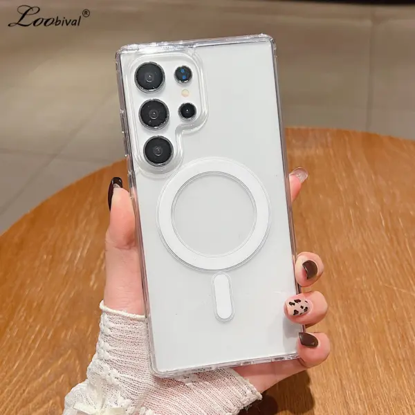 Transparent for Magsafe Acrylic Case for Samsung Galaxy S25 Ultra S24 S22 Plus S23 S21 FE A16 A15 A35 A55 Magnetic Clear Cover